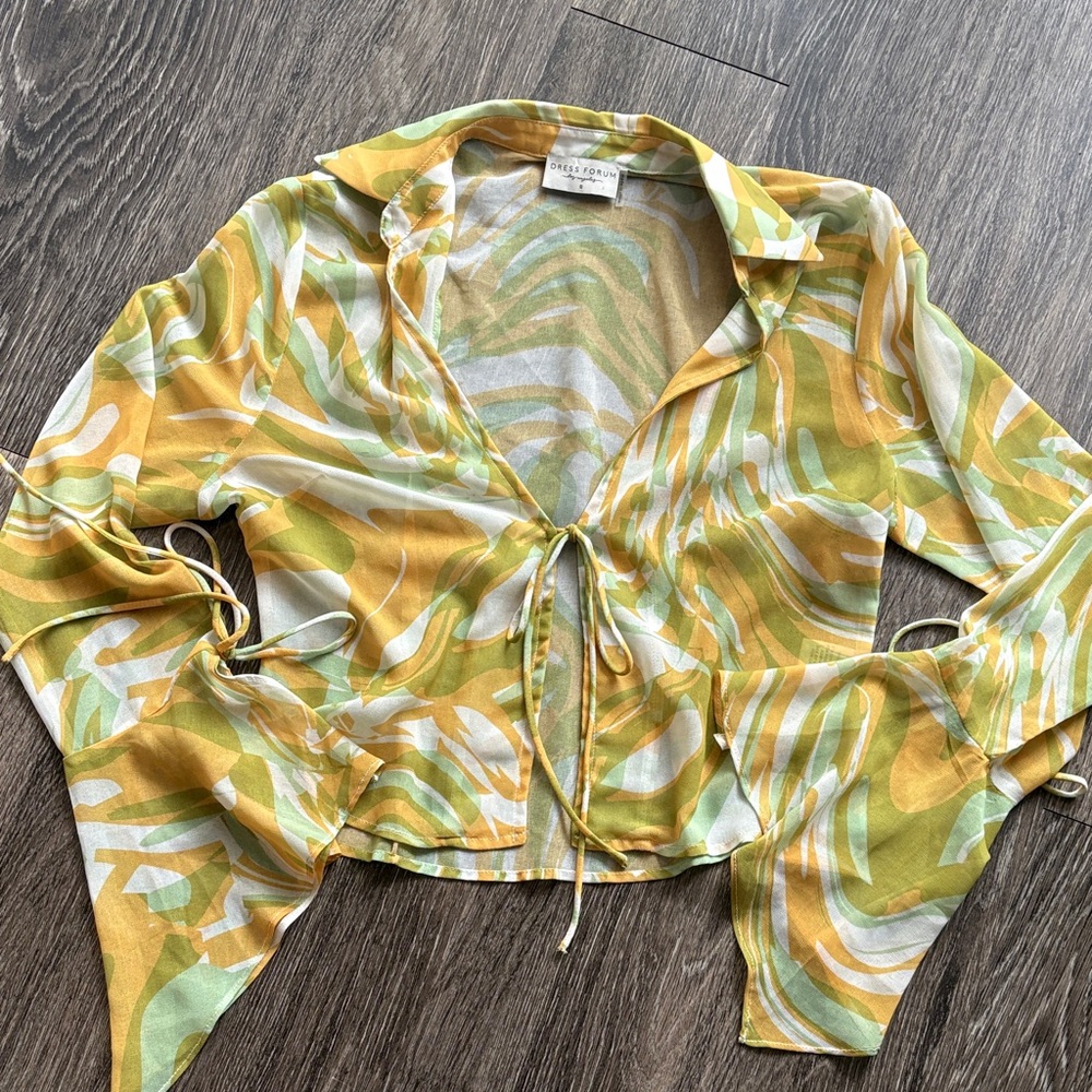 Green and Yellow Swirl Blouse